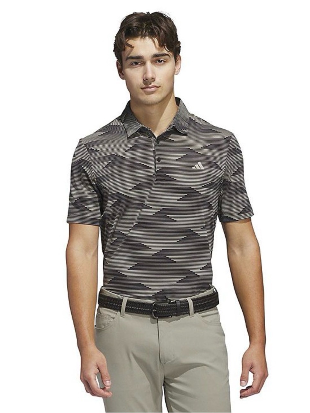 NWT Adidas Ultimate365 Speed Stripe Golf Polo Men’s L Black Putty Beige JF4900